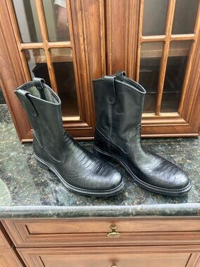 NEW Allen Edmonds "DALLAS" Roper Boots 9 D Black Snake Print Leather